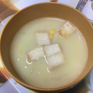 ☆軽食に♪　キャベツとベーコン入りコーンスープ☆